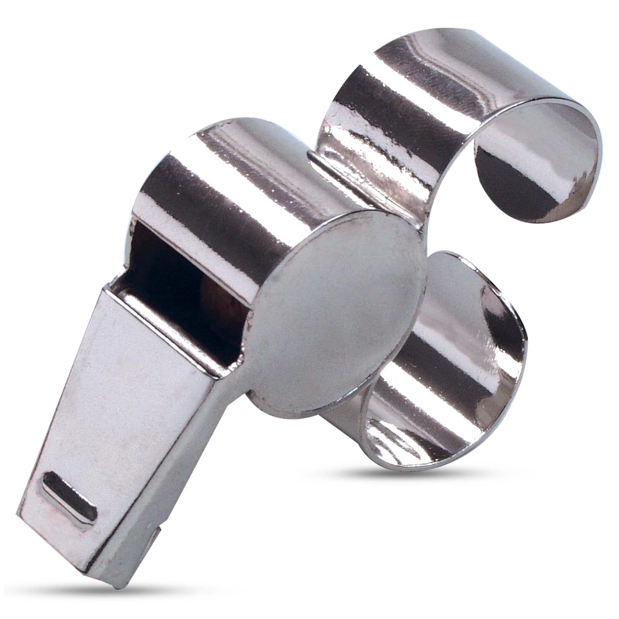 Referees whistle with metal finger grip